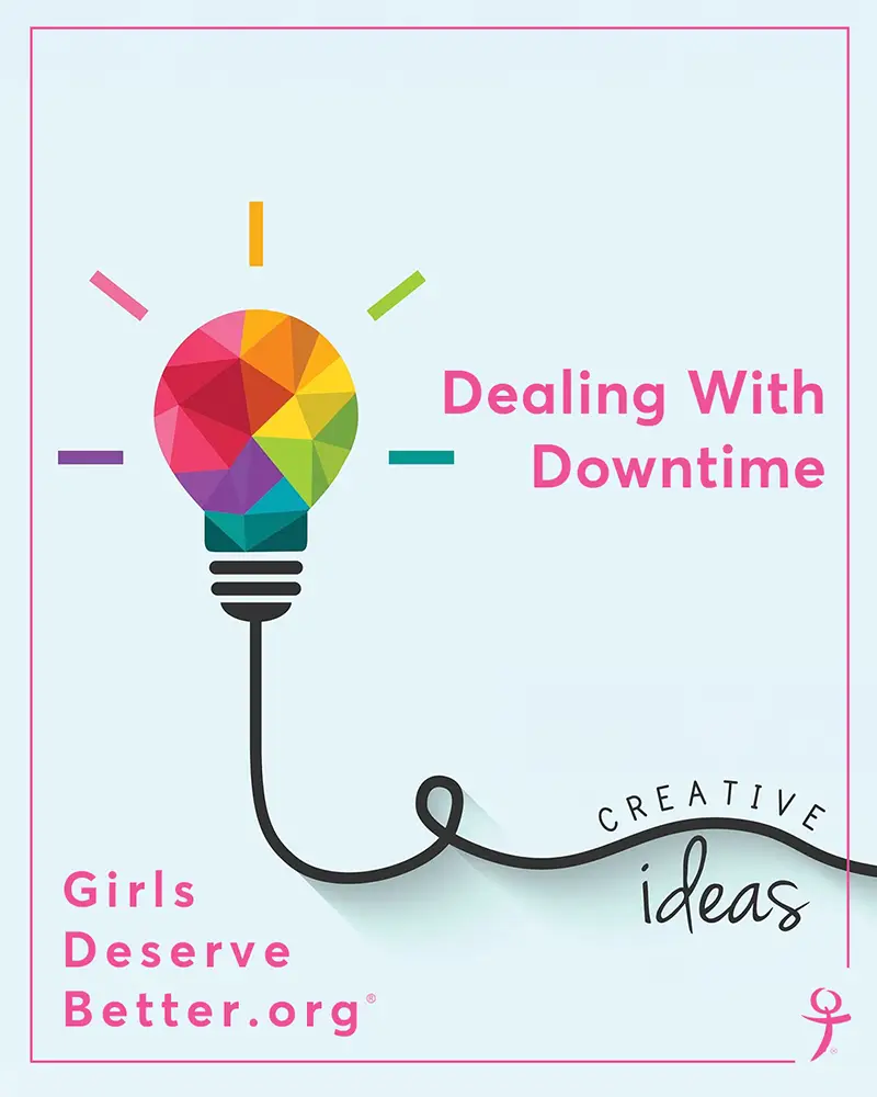 Graphic with a multicolored light bulb that says Dealing with Downtime